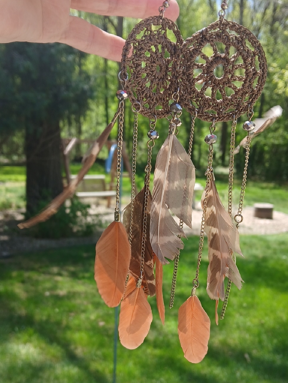 Hand Made Dream Catcher/Feather Earings